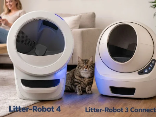 litter robot 4 vs 3 comparison in a real home with cat and owner