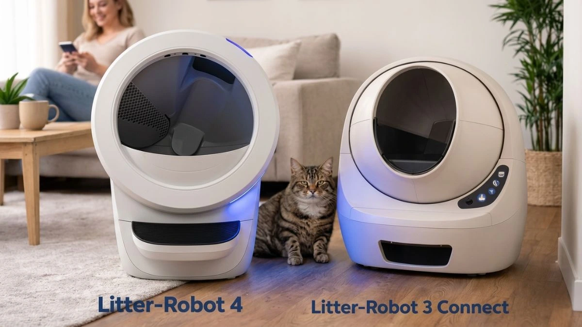 litter robot 4 vs 3 comparison in a real home with cat and owner