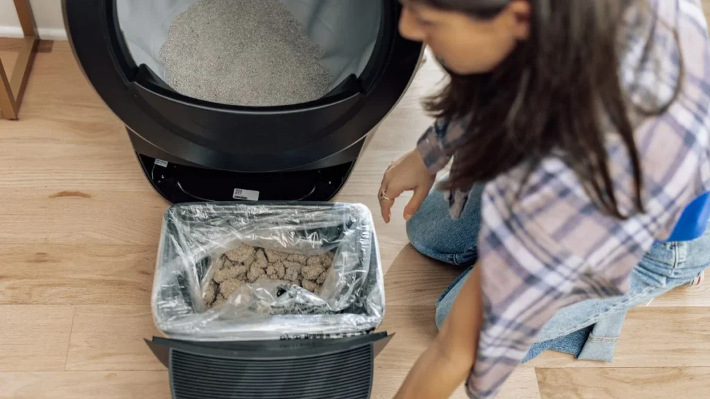 Litter-Robot waste drawer showing how automatic litter box cleaning system works