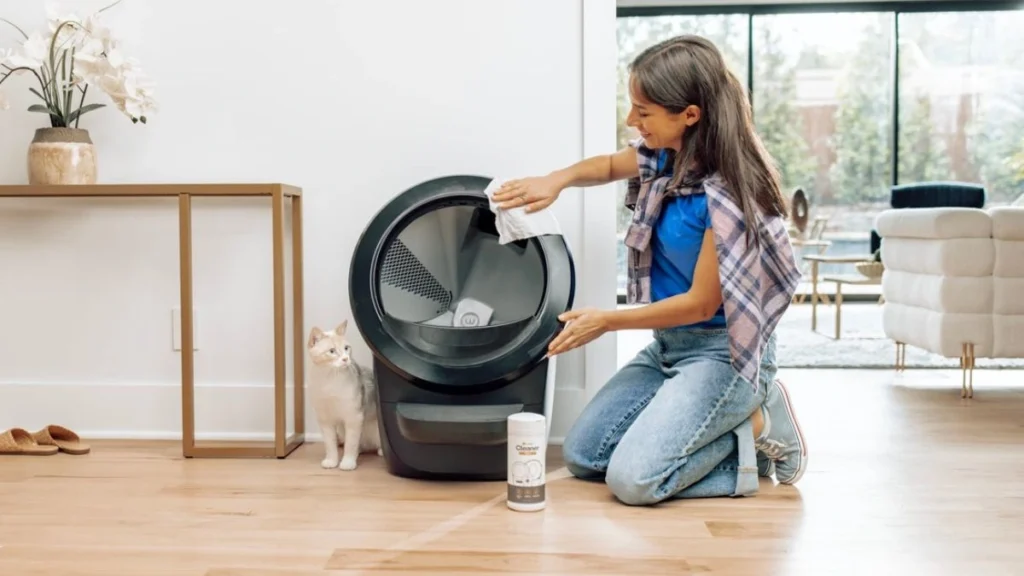cleaning Litter-Robot interior surface to remove odor trapped in materials