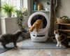 automatic litter box for multiple cats in real home showing litter tracking and daily use setup